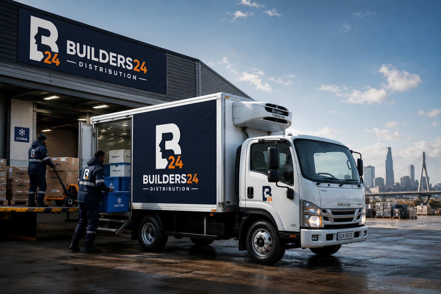 Builders24 Distribution team loading temperature-controlled cargo, supporting healthcare, agriculture, and FMCG supply chains across Africa